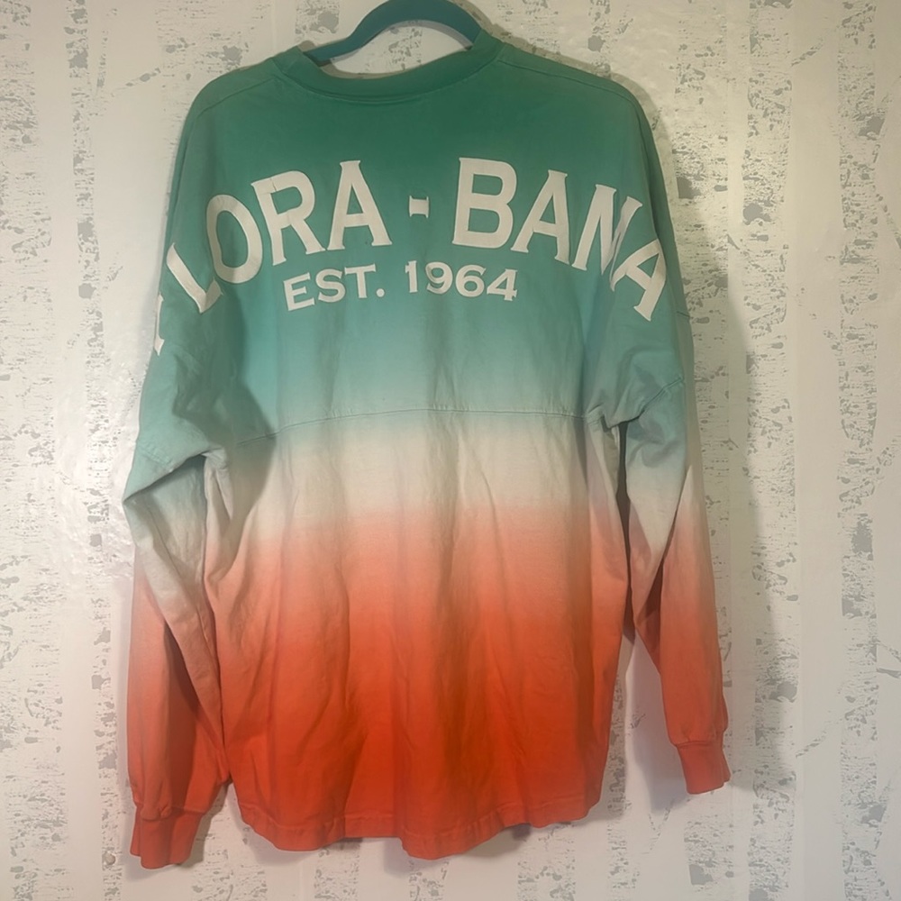 Florabama Long Sleeve Jersey T Shirt Size Large Ombre Green Coral Orange Unisex